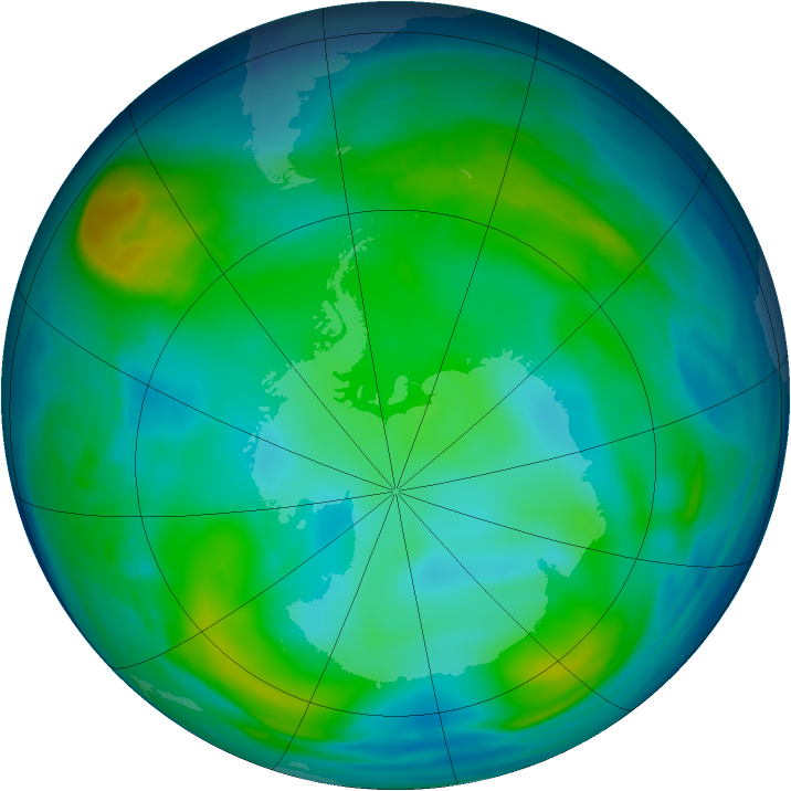 Antarctic ozone map for 15 June 2006